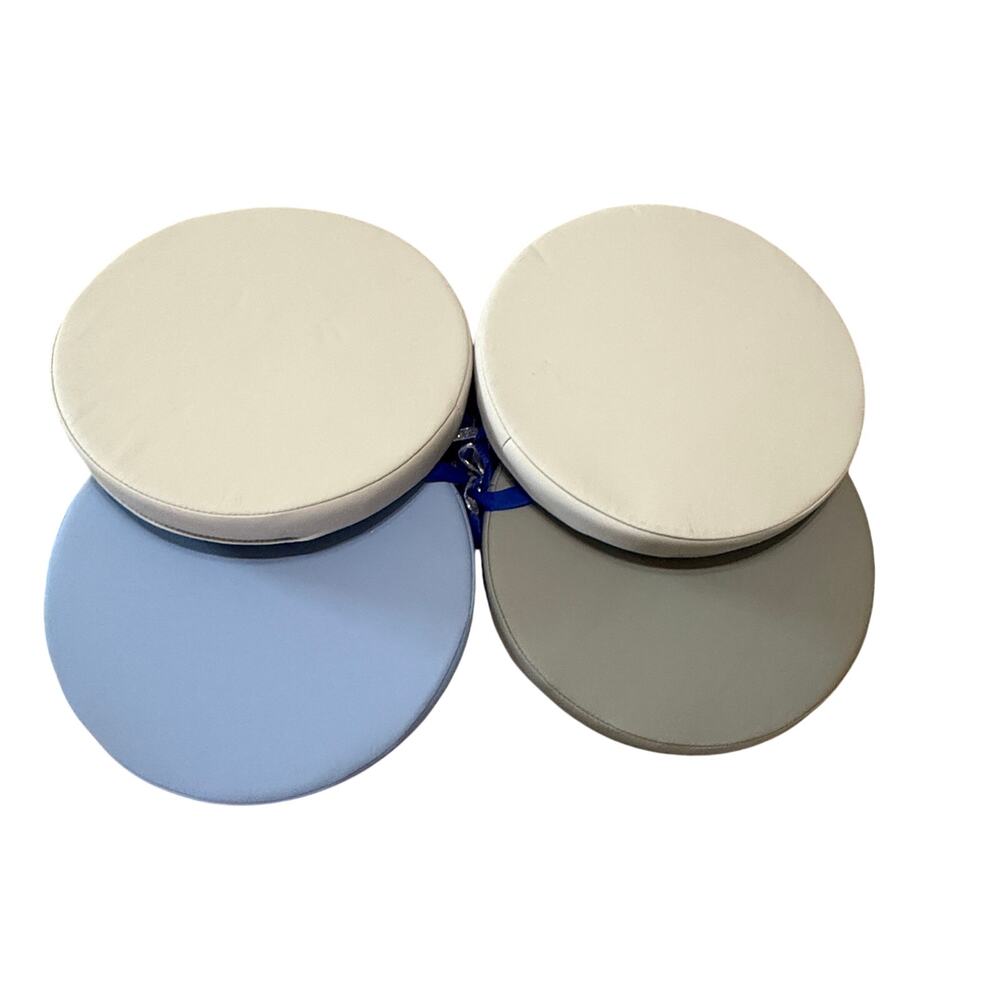 SoftScape 15" Round Floor Cushions 4-Piece Powder Blue Cream Gray Classroom